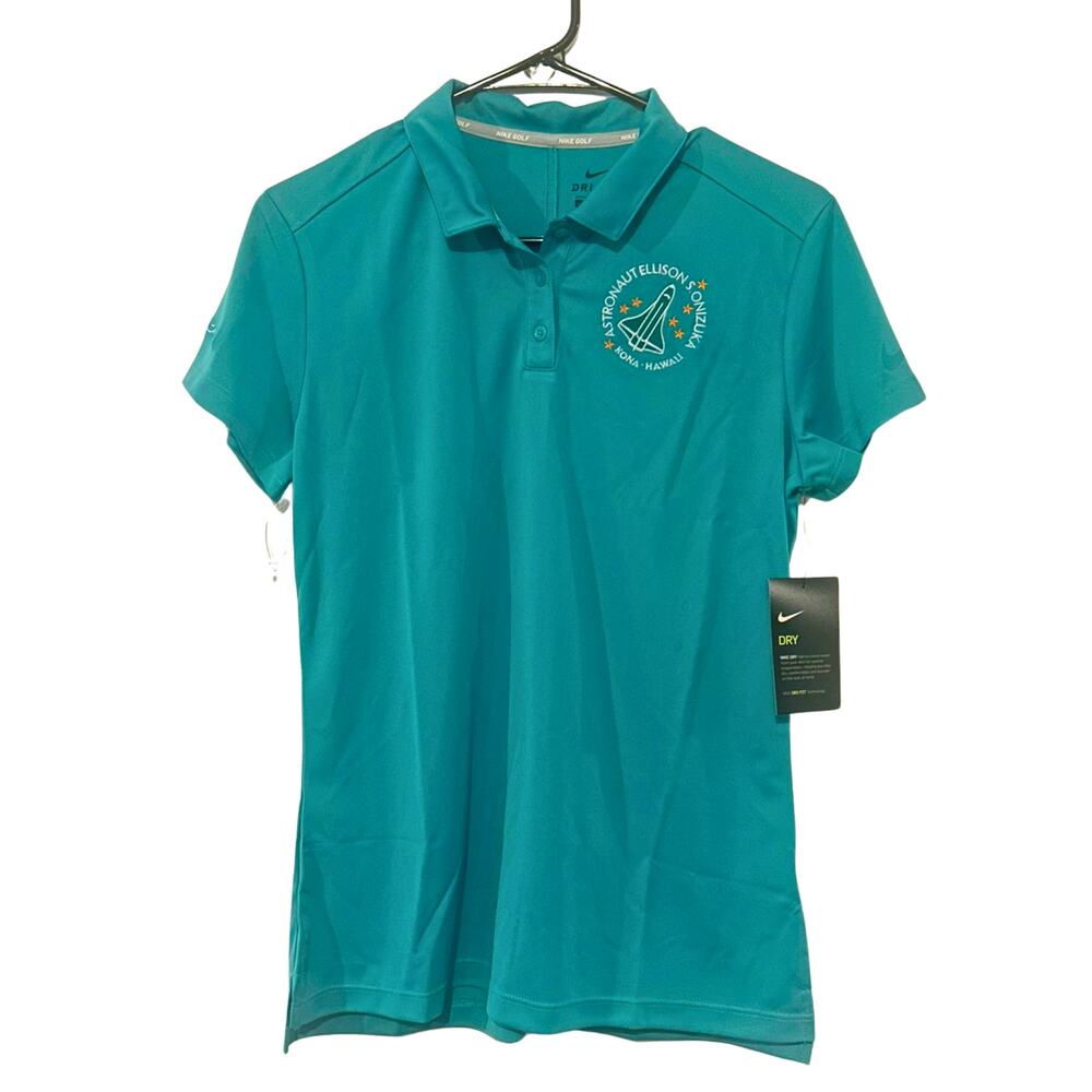 Nike Golf M NWT Teal Dri-FIT Polo Astronaut Ellison Onizuka Kona Embroidered
